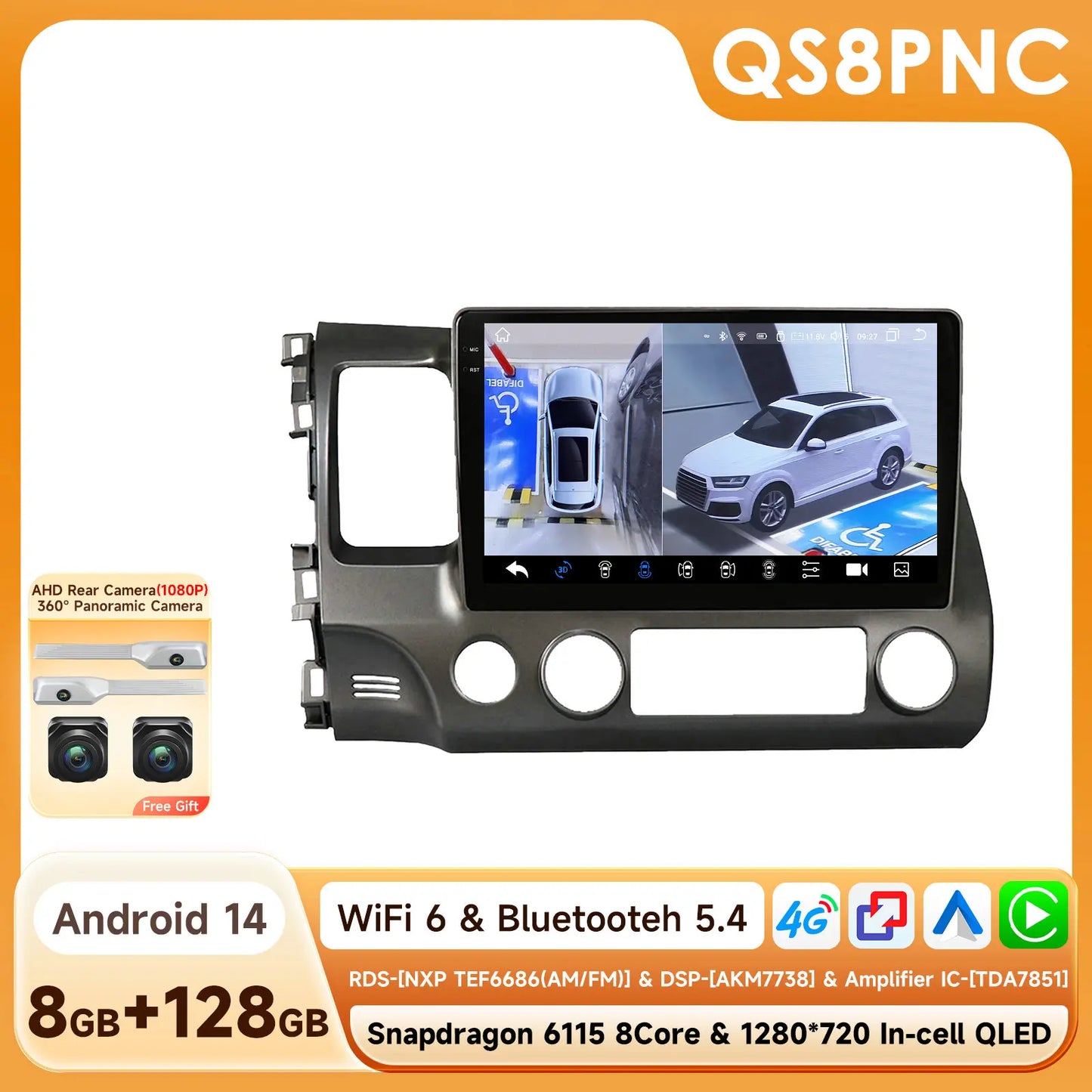OSSURET Android 12 Car Radio For Honda Civic GPS Navi
