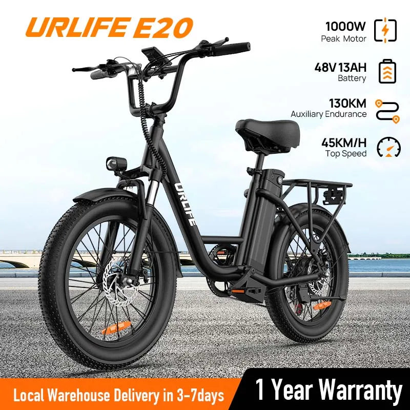 URLIFE E20 1000W Electric Bike 48V Battery Fat Tire MPH