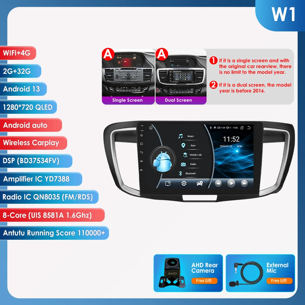 OSSURET Android Auto Car Radio for Honda Accord 9th Gen