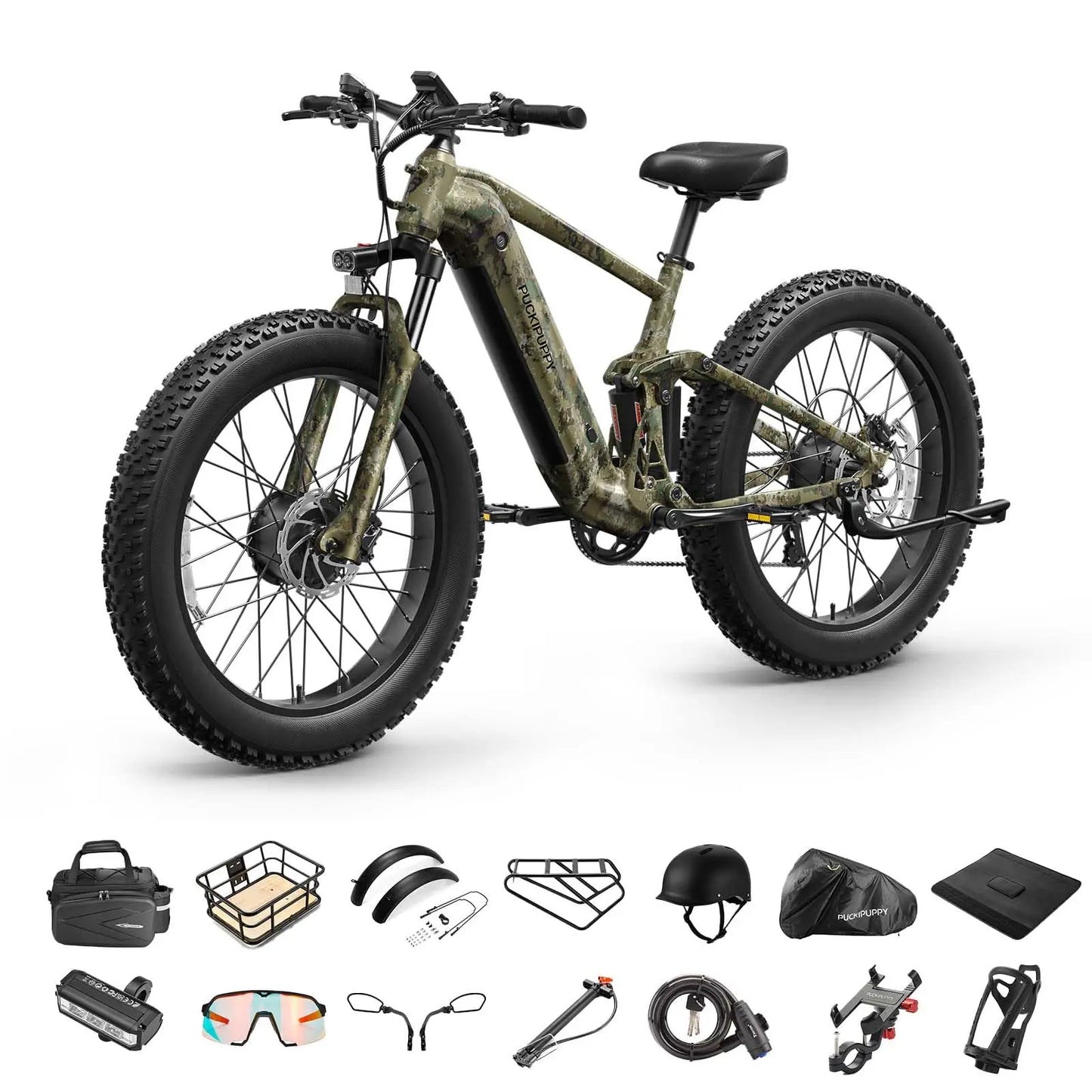 PUCKIPUPPY Golden Retriever Pro 1600W Dual Motor Suspension Electric Bike