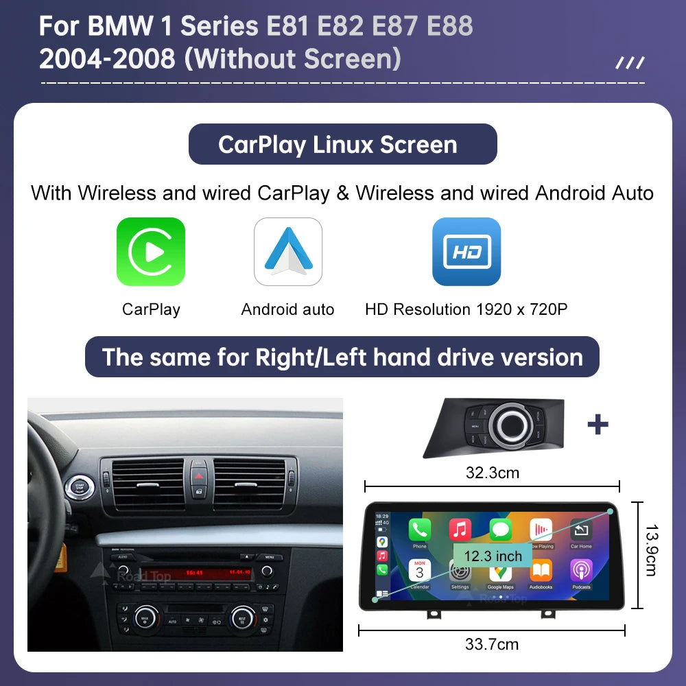 Road Top Wireless CarPlay Android Auto Screen For BMW