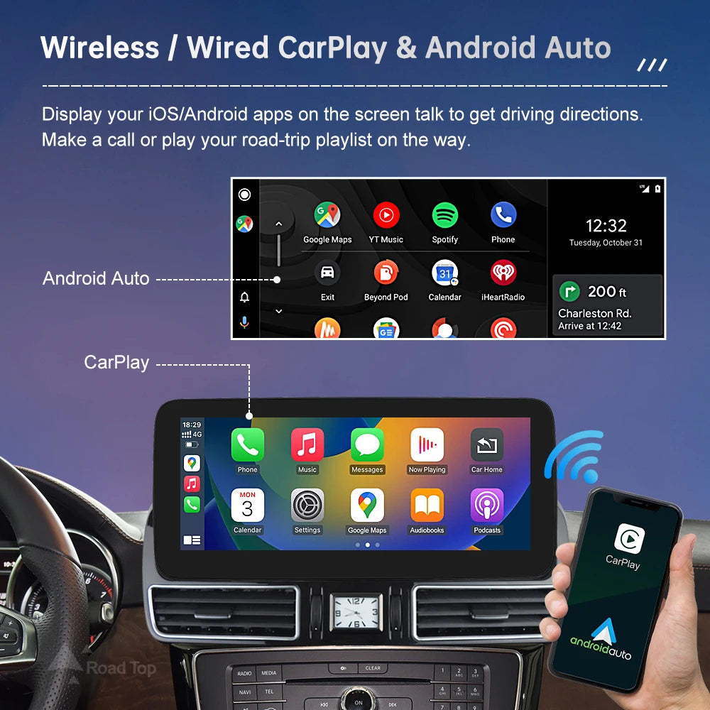 Road Top Linux Touch Screen Car Radio For Mercedes Benz With CarPlay