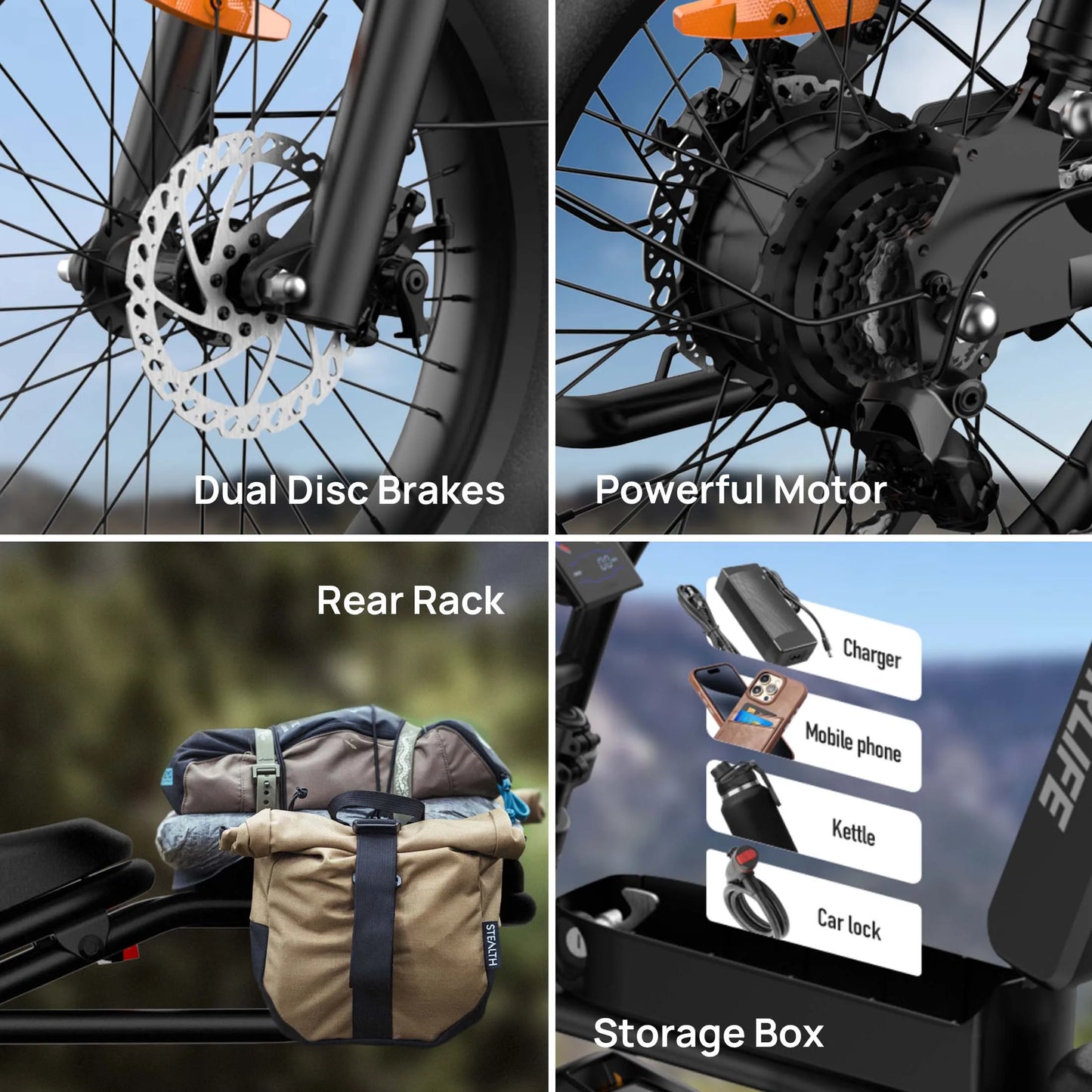 URLIFE 1500W Fat Tire Electric Mountain Bike Removable Battery