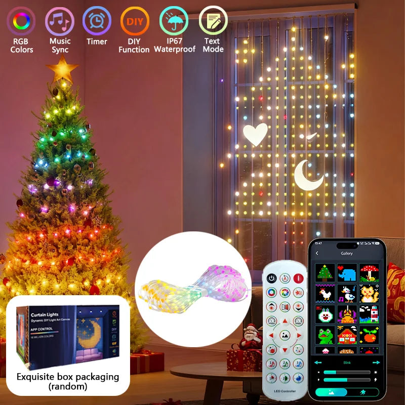 MIMIRGB Smart LED Curtain Lights RGBIC USB App Control