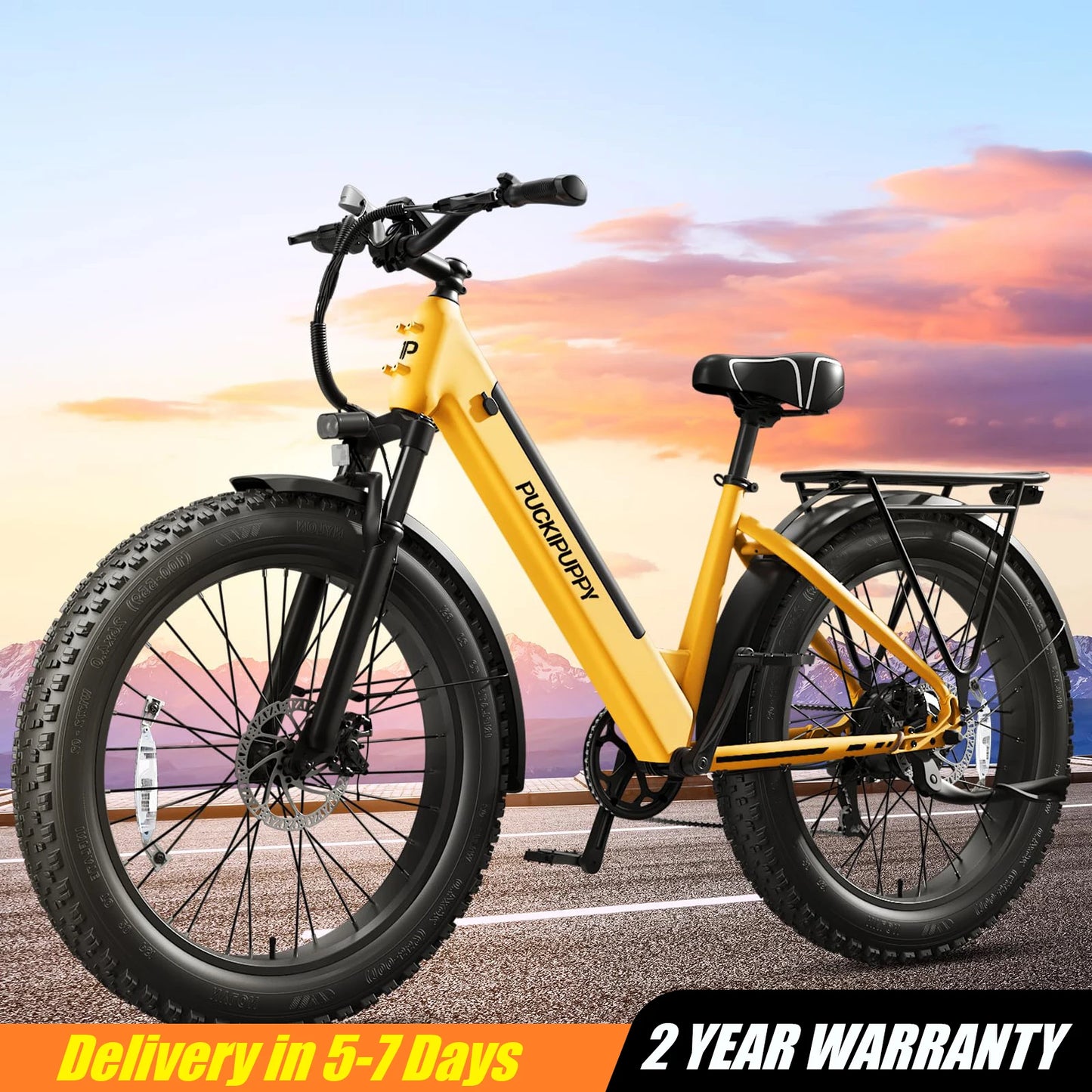 Puckipuppy Samoyed Electric Bike 960W Peak 28MPH Fat Tire