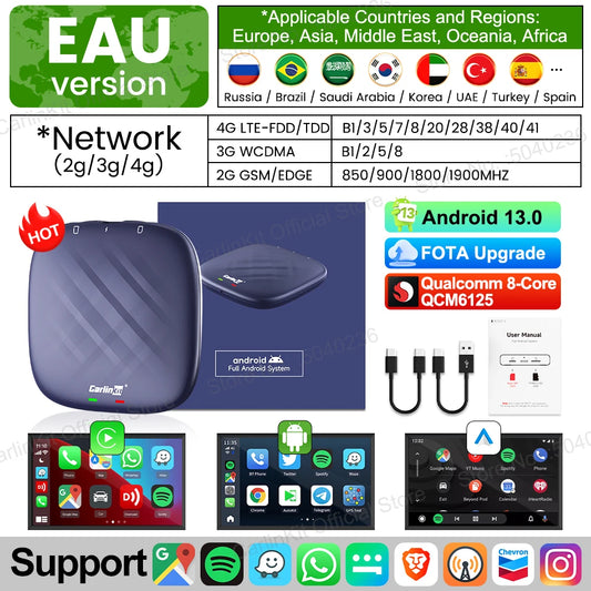 Carlinkit Android 13 CarPlay AI Box Wireless Android Auto 8G 128G Netflix