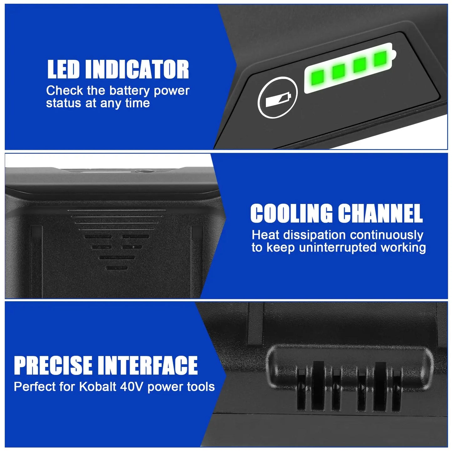 REACELL Replacement 40V 6.0Ah Li Ion Battery for Kobalt Tools