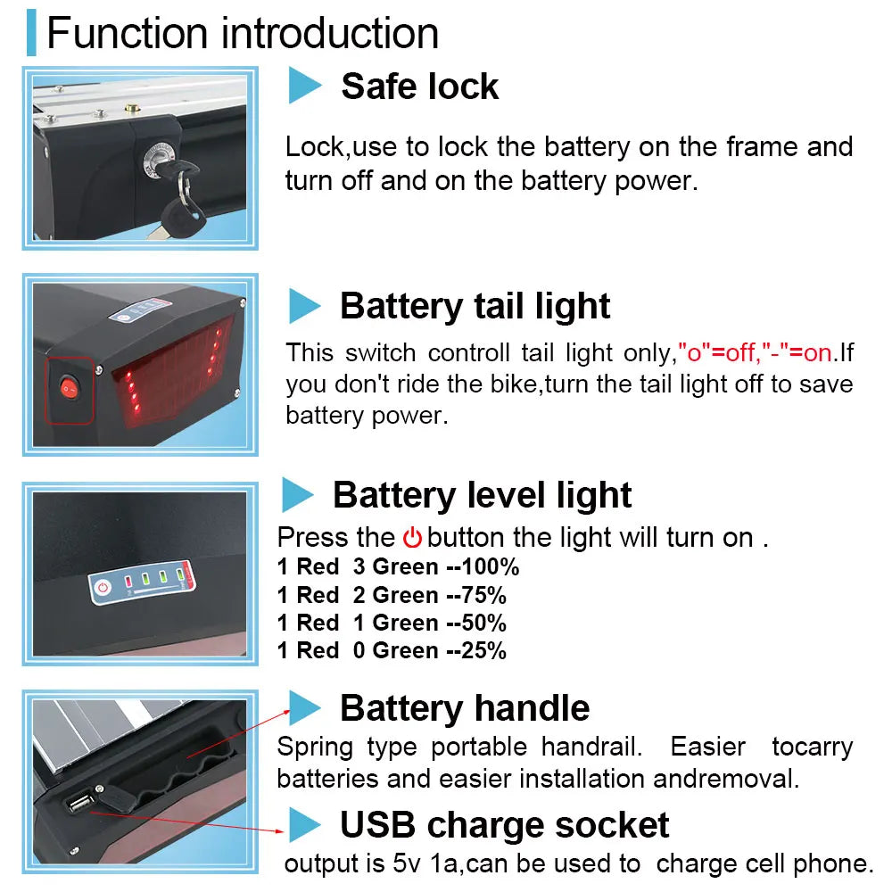 YIMI 52V Ebike Battery Down Tube Pack For Fat Tire