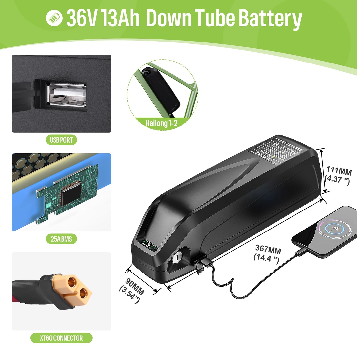 Varstrom Ebike Battery 36 52V Lithium Pack For Bafang Tongsheng