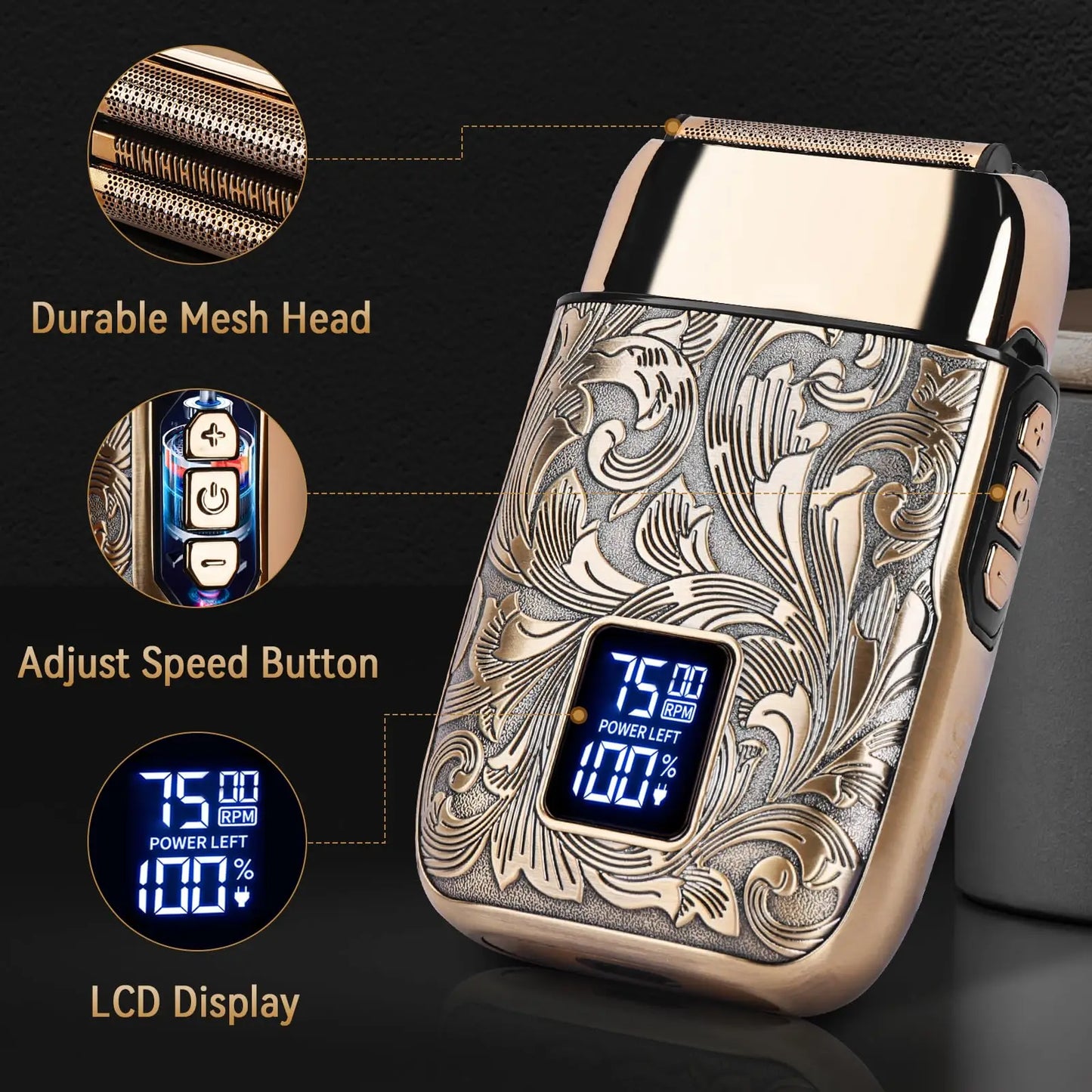 Ufree Electric Shaver Foil 3-Speed Wet Dry Razor With LCD