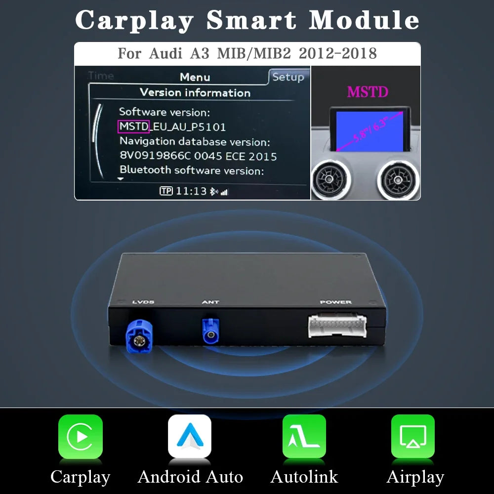 AUTOTOP Wireless CarPlay Module for Audi A3 MIB2 Android Auto