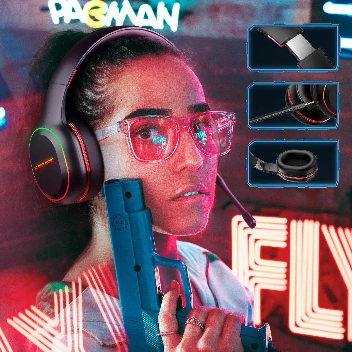 Picun Kofire UG-05 Gaming Headphones 2.4G BT5.0 Wireless Headset