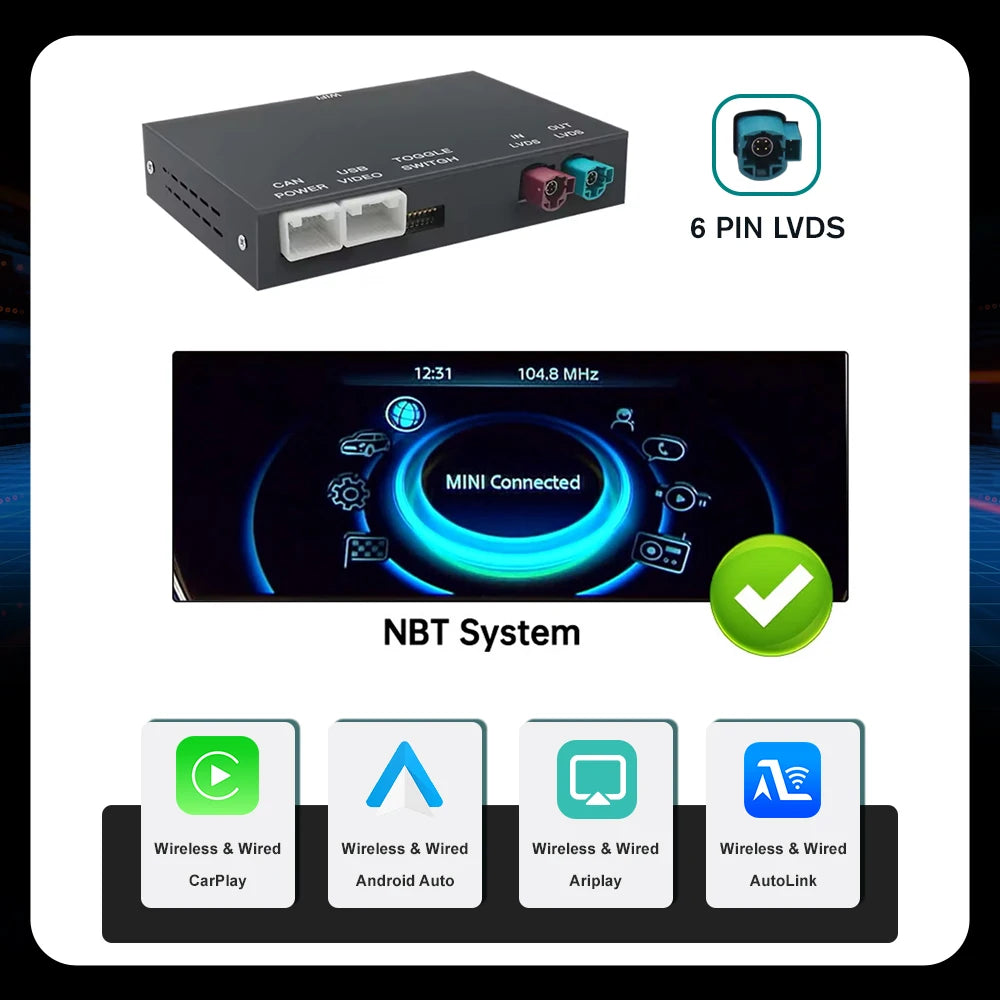 AUTOABC Wireless CarPlay Android Auto For Mini Cooper