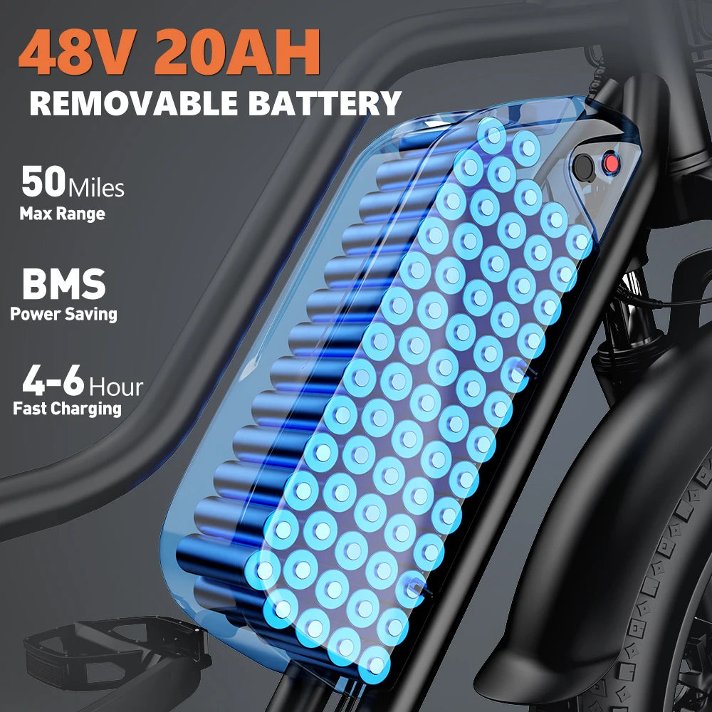 Kickwey Electric Mountain Bike 48V 20Ah 1500W Peak UL2849 Battery Up To 50 Miles