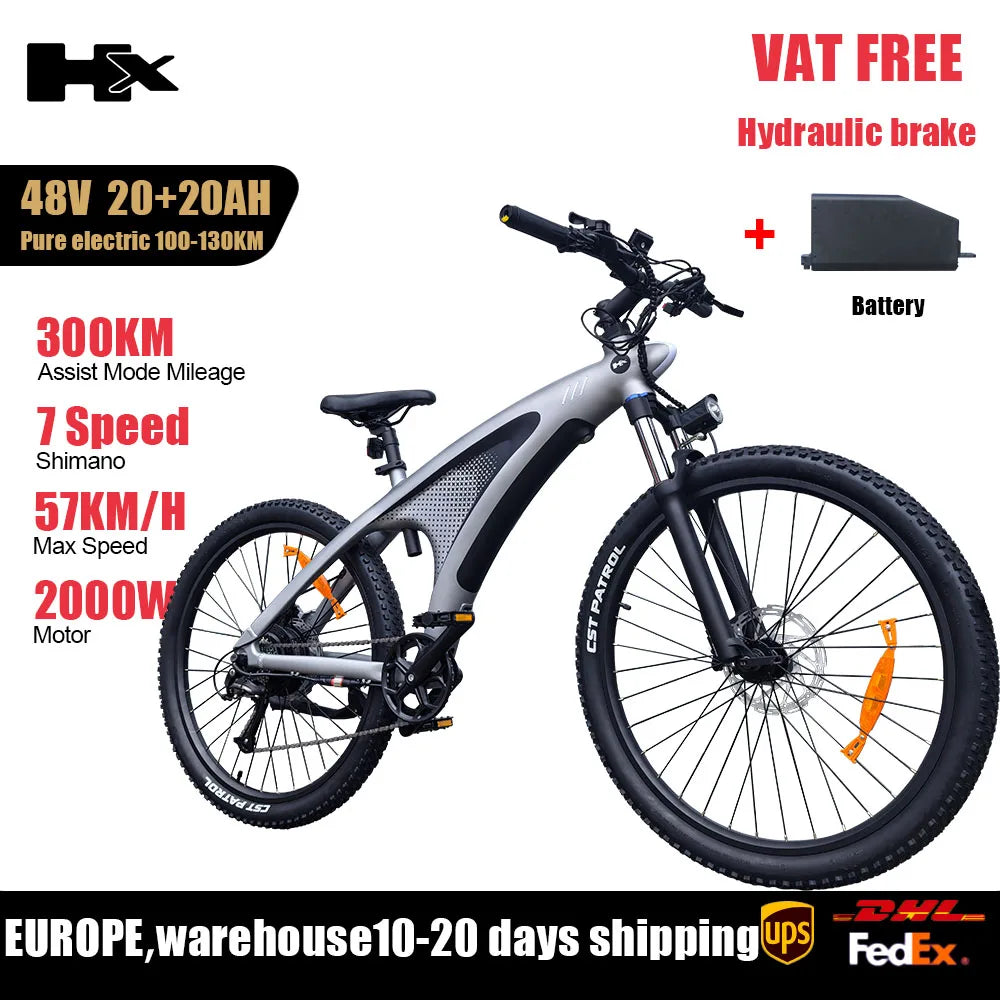 HUANCI HX Q5 2000W Electric Mountain Ebike Removable Battery