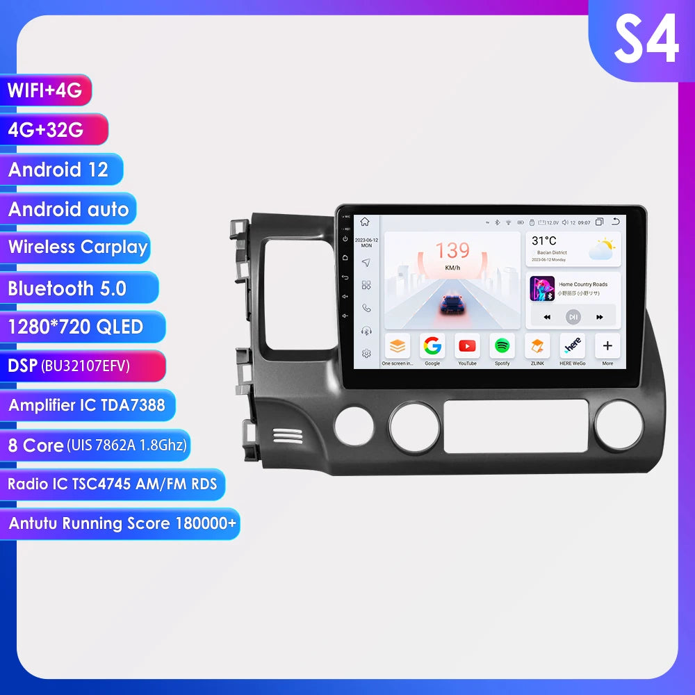 OSSURET Android 12 Car Radio For Honda Civic GPS Navi