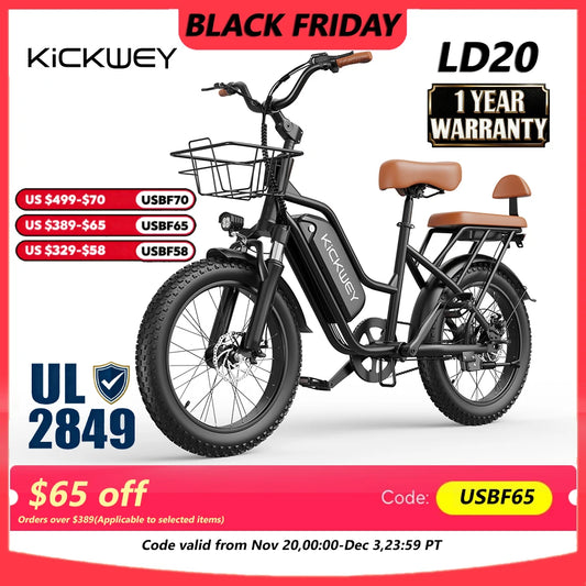 Kickwey LD20 Electric Mountain Bike 1500W Fat Tire Ebike