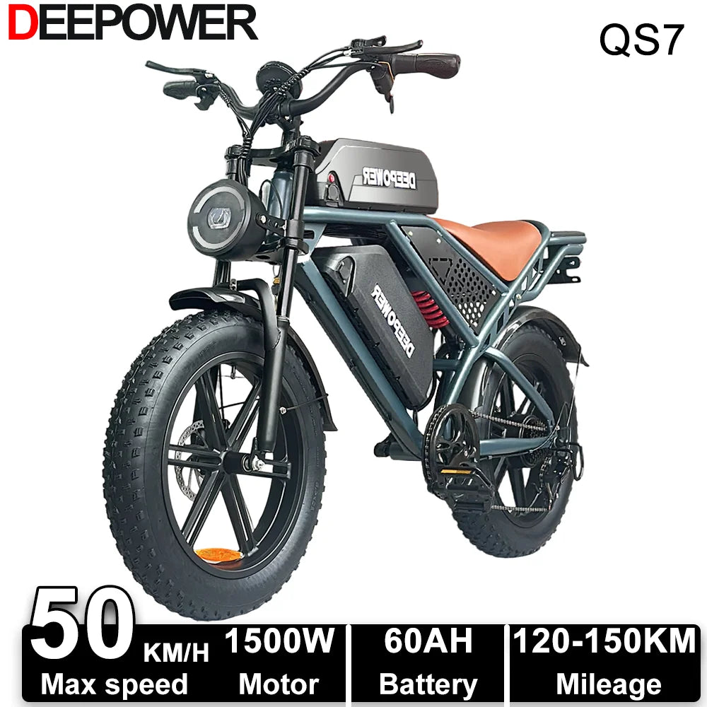 DEEPOWER QS7 1500W Off Road Fat Tire Electric Mountain Bike