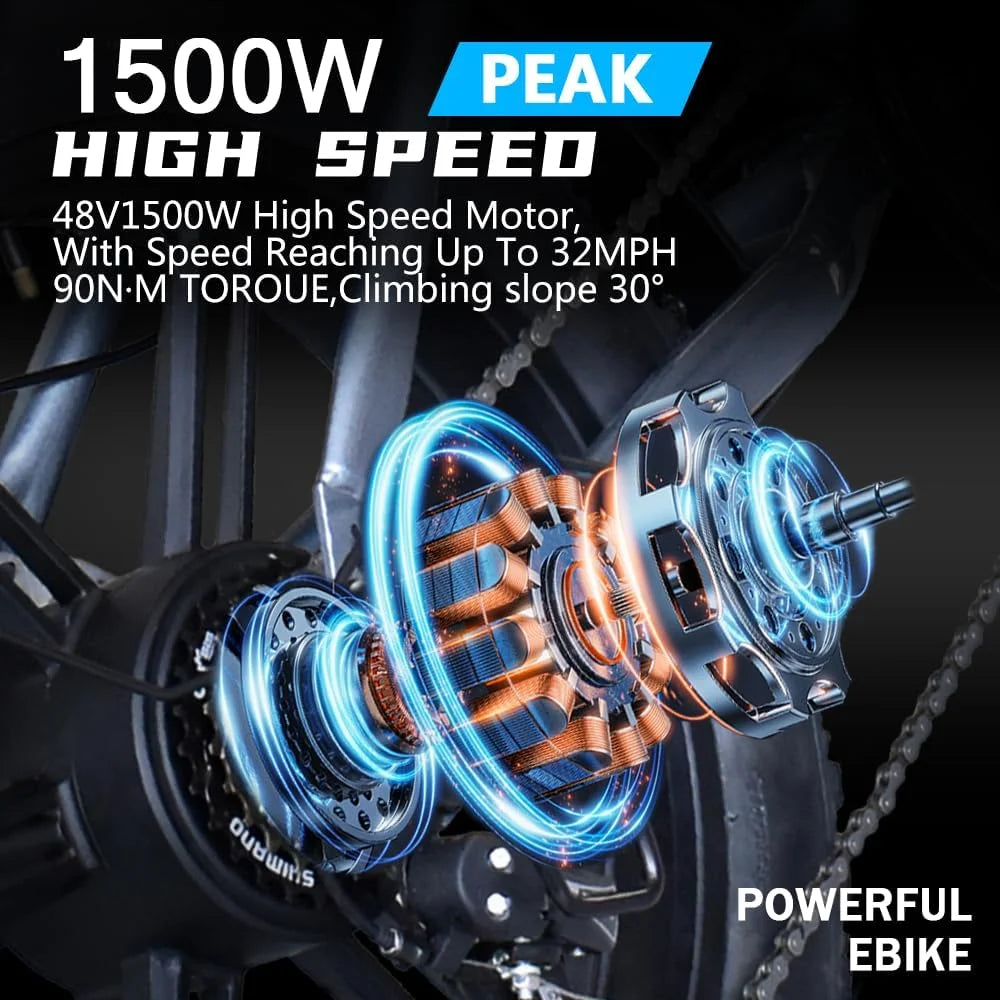 DEEPOWER QS7 1500W Off Road Fat Tire Electric Mountain Bike