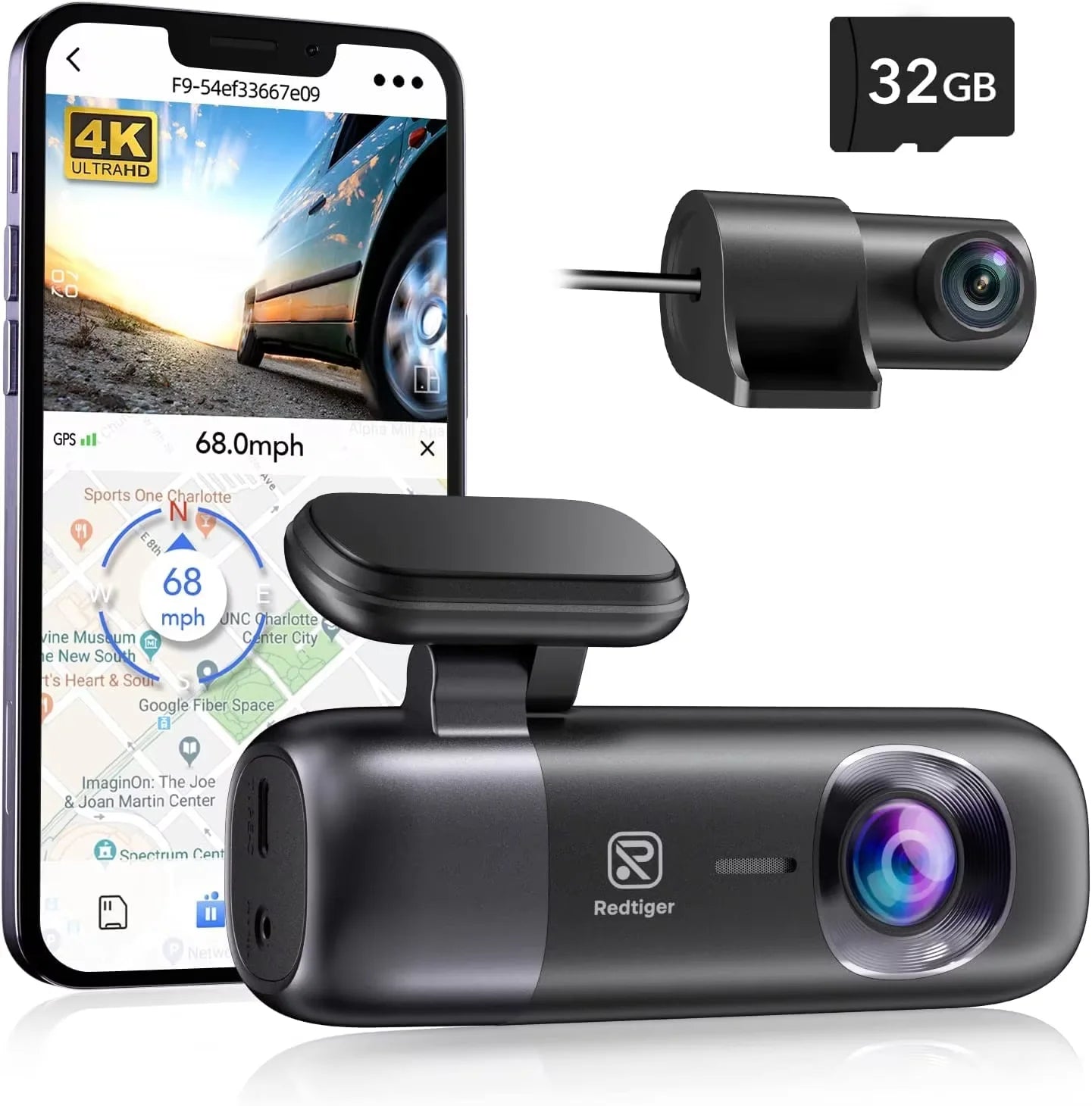 Redtiger F9 Dashcam 4K Frontrear Wifi GPS Nightvision