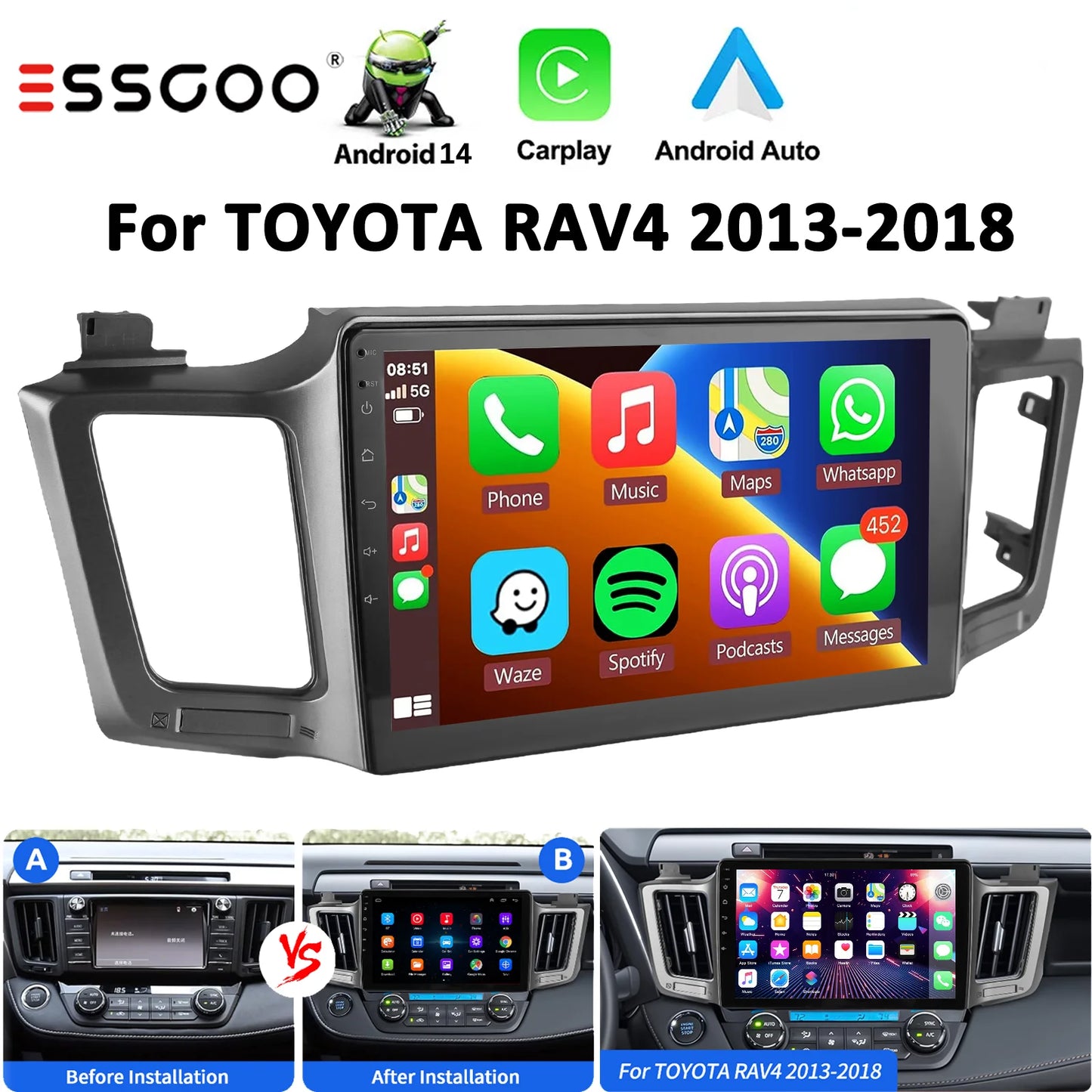 ESSGOO Android Car Stereo For Toyota RAV4