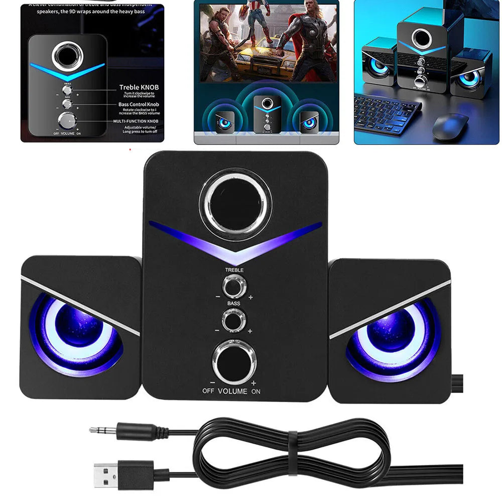 CURUK USB Computer Speakers System Subwoofer For Desktop