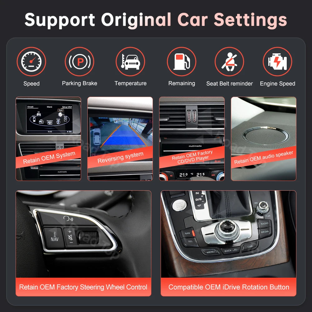 Wincago Android Auto CarPlay Touchscreen Receiver for Audi Q5