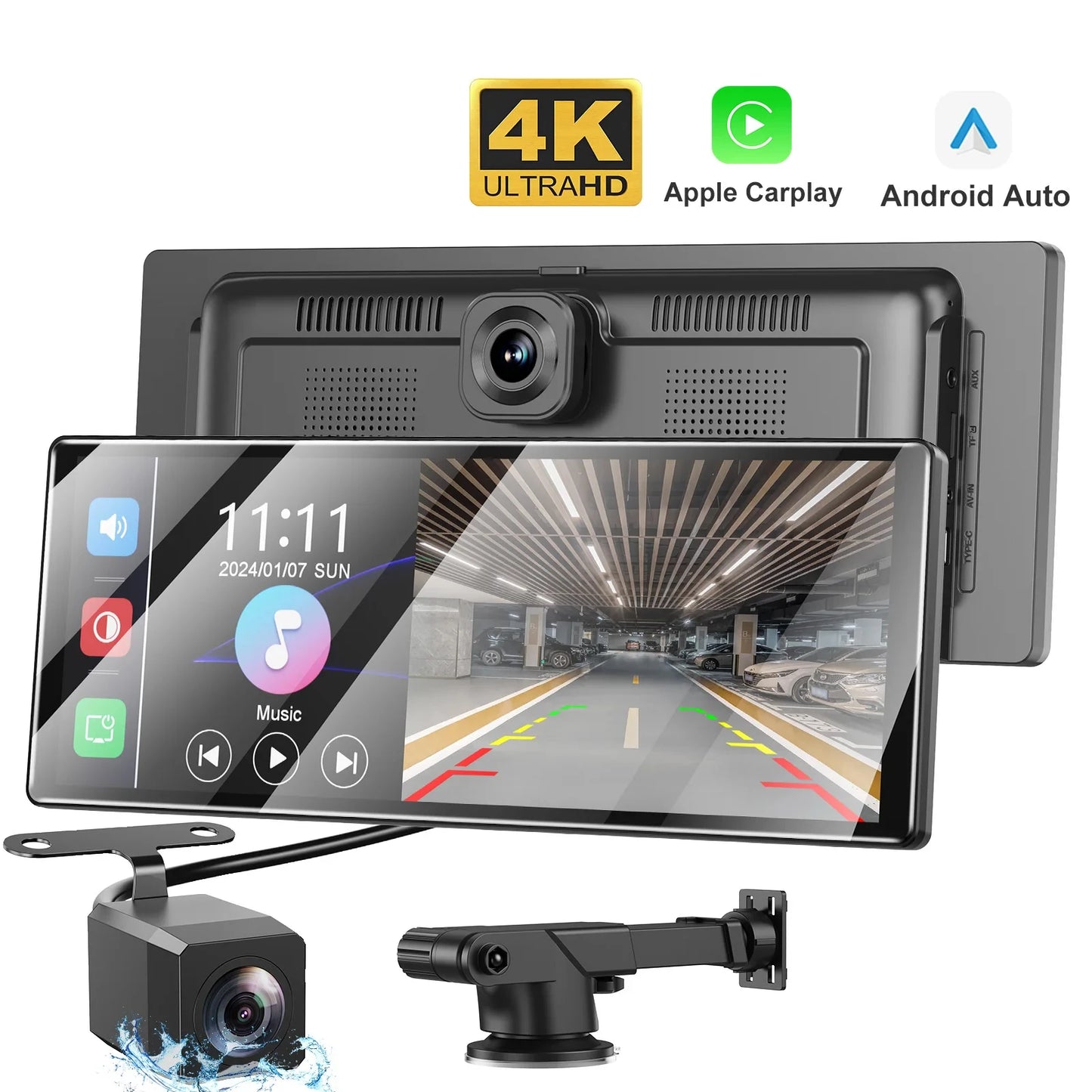 ESSGOO 4K Dash Cam with Touchscreen CarPlay Android Auto