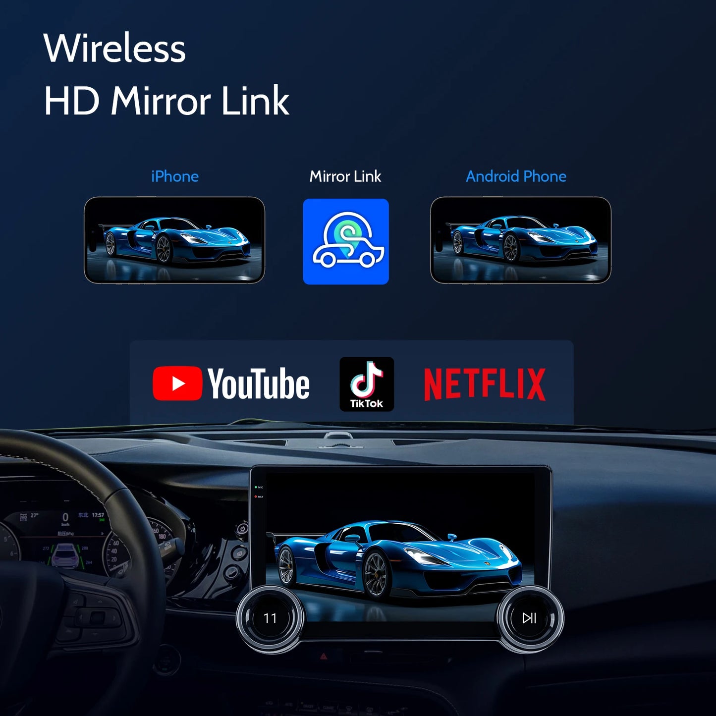 Haudio Double Din Car Stereo With Wireless CarPlay Android Auto