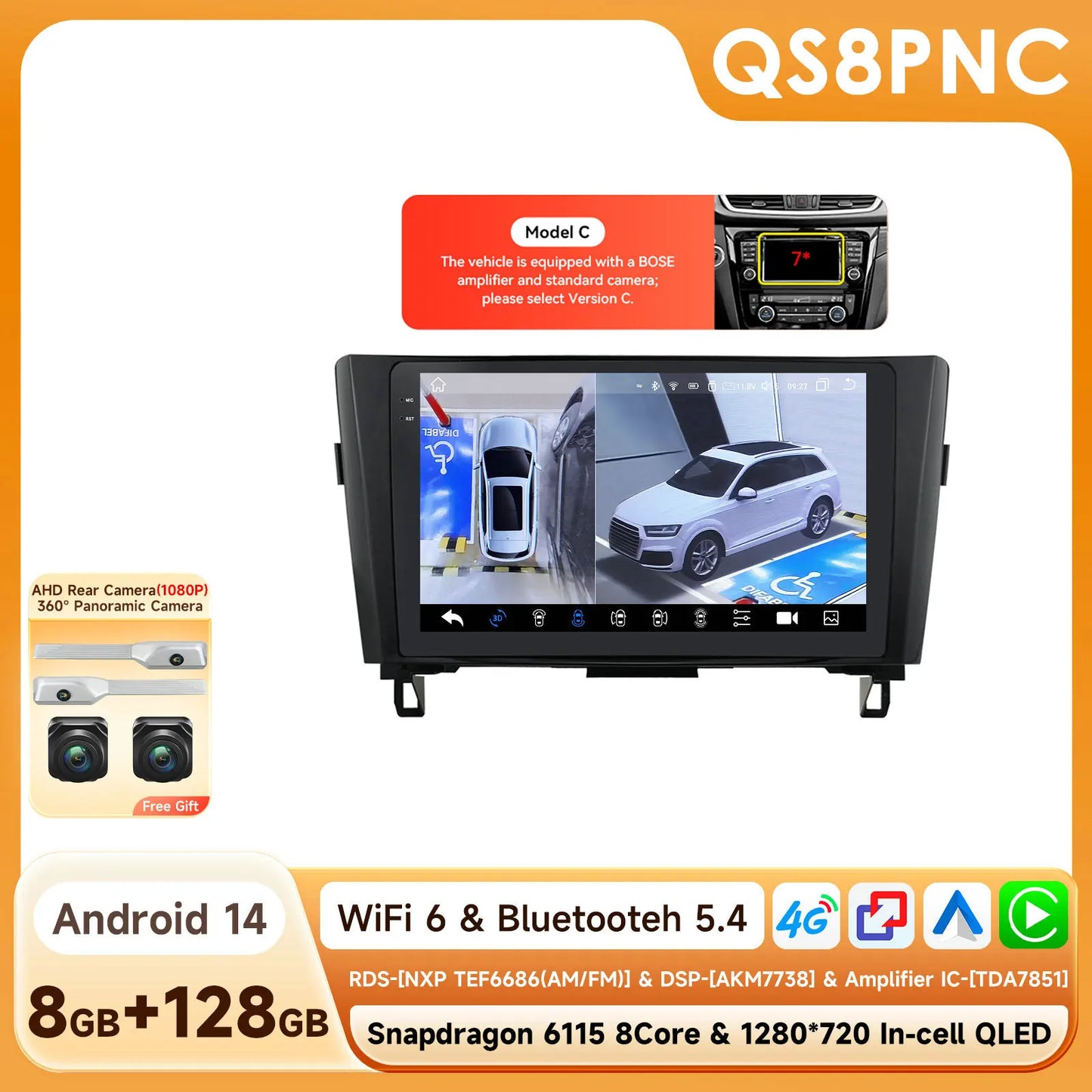 OSSURE Android 14 Car Stereo Nissan Qashqai J11 2DIN