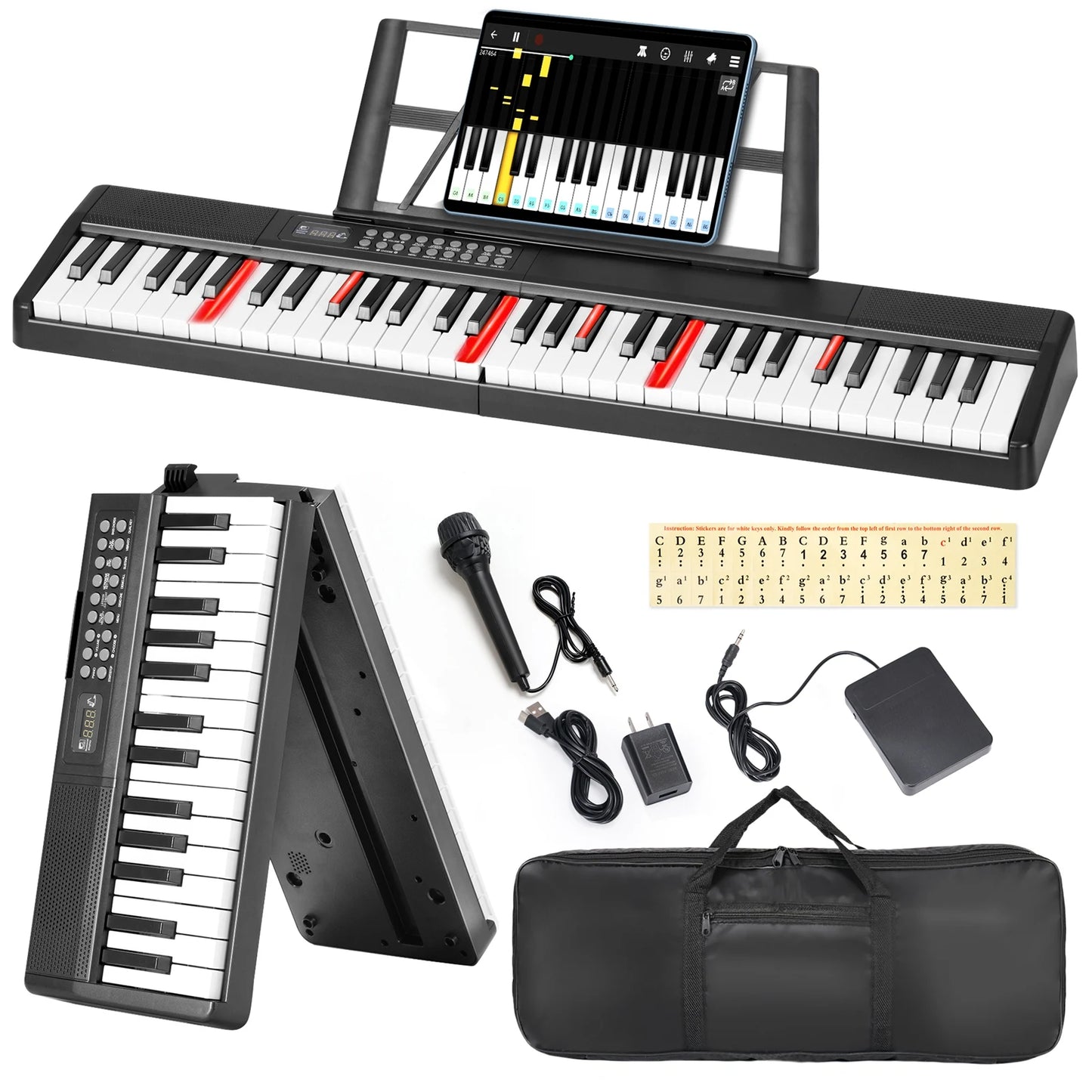 Hign-concerned 61 Keys Portable Folding Keyboard Piano