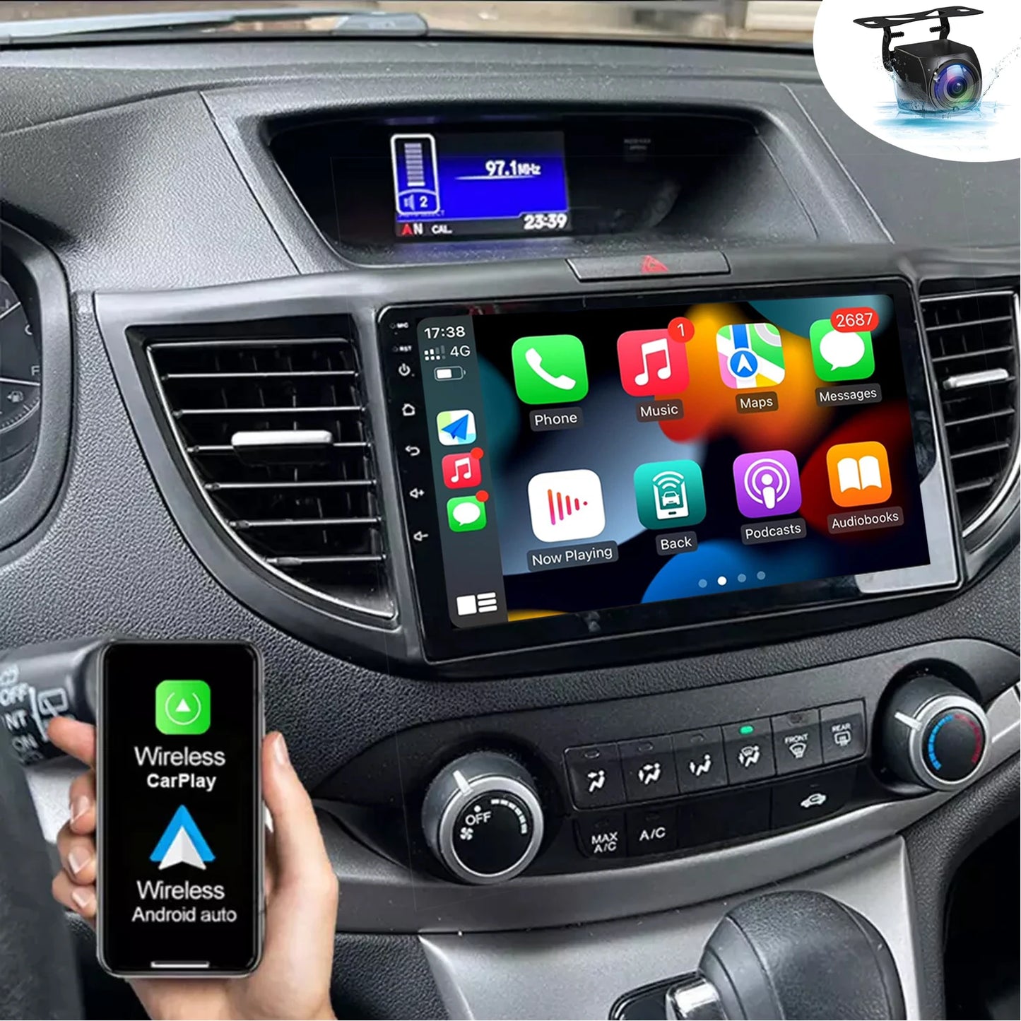 ESSGOO 10 Inch Car Stereo With CarPlay Android Auto GPS