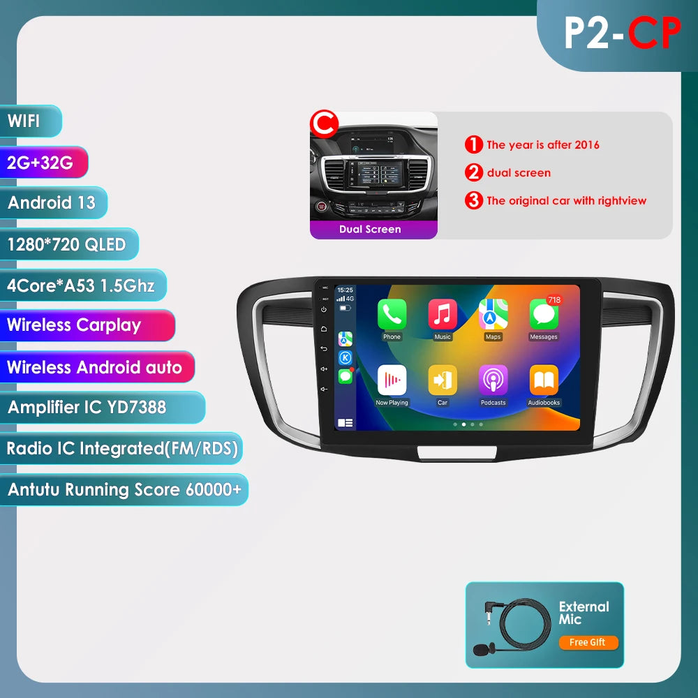 OSSURET Android Auto Car Radio for Honda Accord 9th Gen