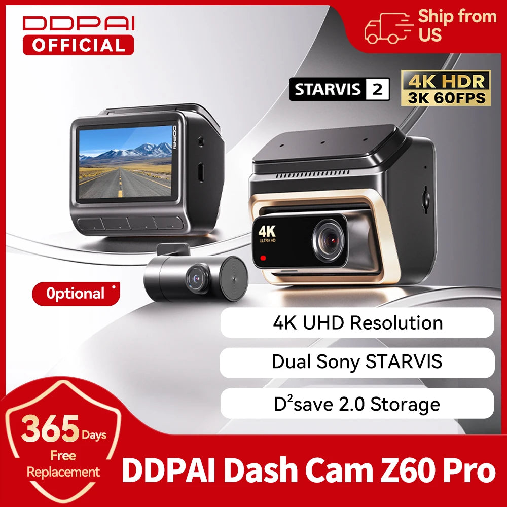 Ddpai Z60 Pro 4K Dash Cam Sony Starvis2 Sensor GPS