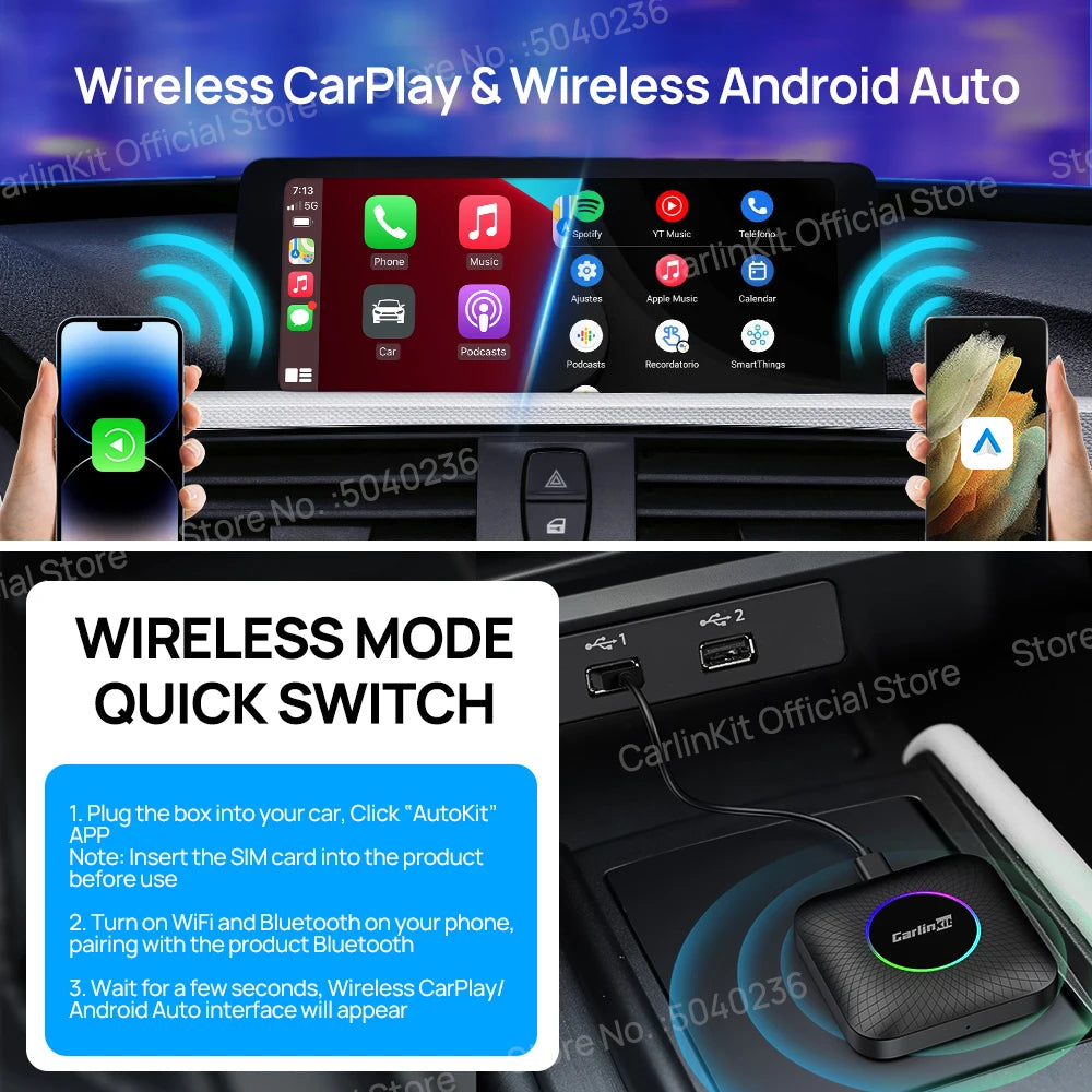 Carlinkit 3 In 1 Android CarPlay Box Wireless Android Auto