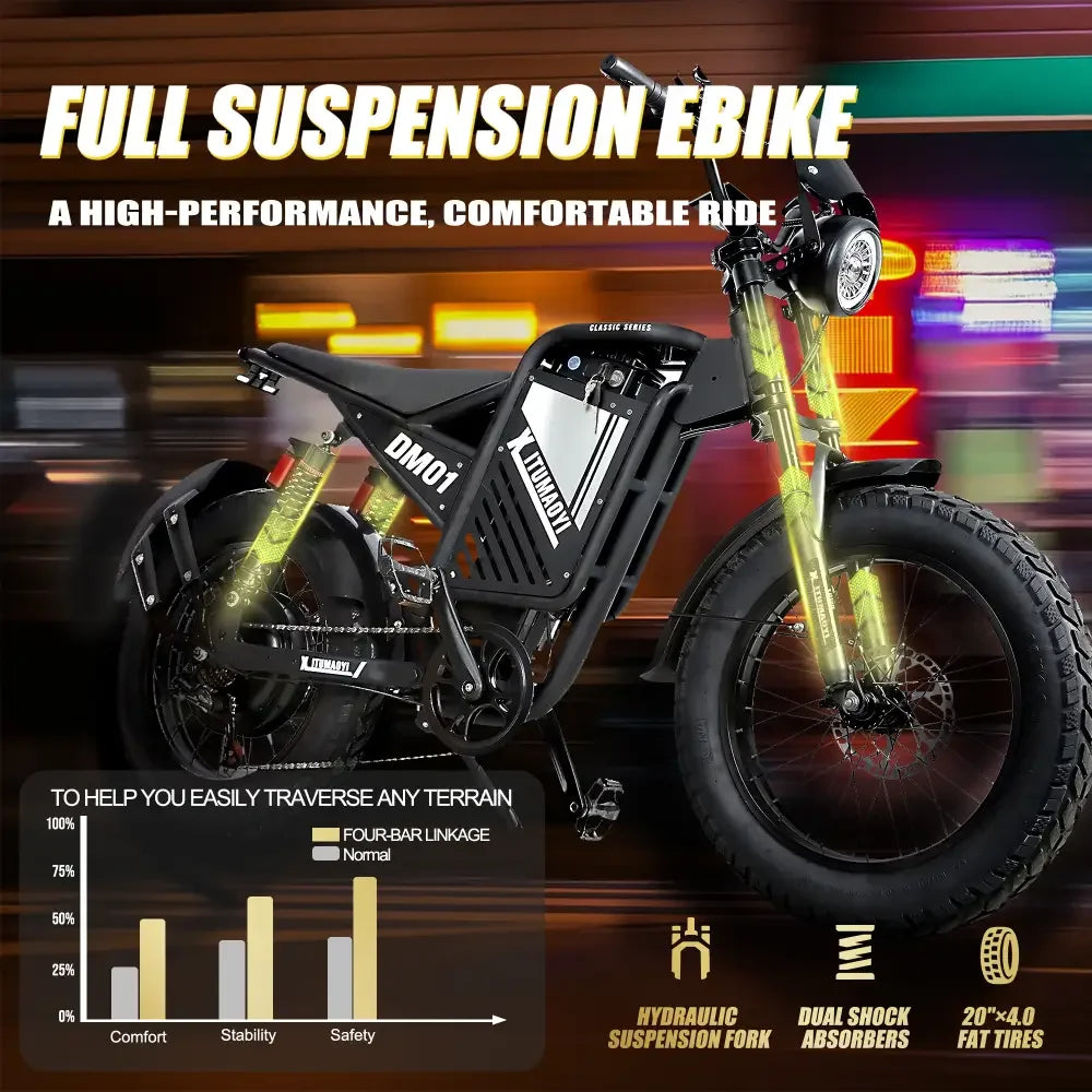 Baolujie DM01 Electric Bicycle 60V 42 MPH Max Speed EBike