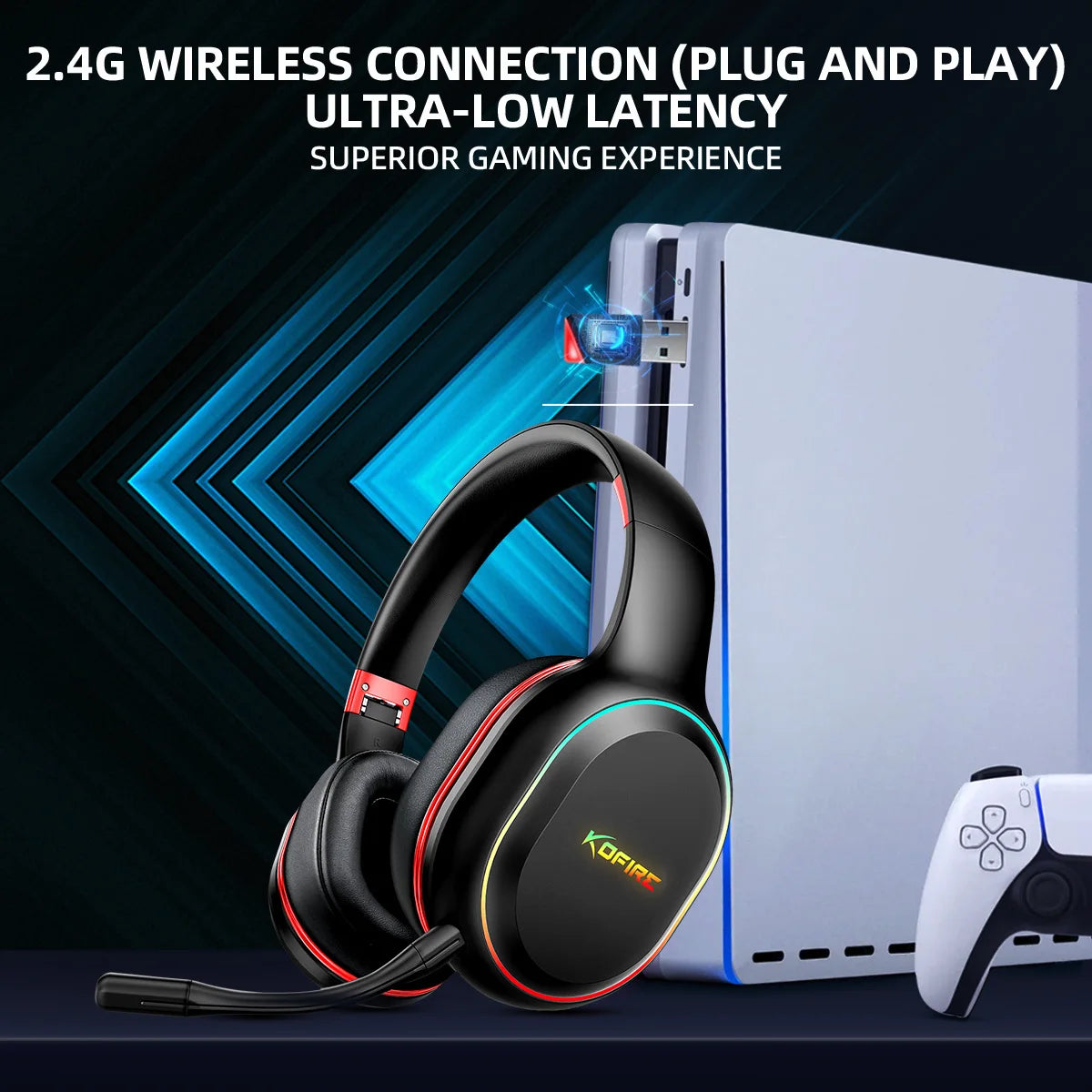 Picun Kofire UG-05 Gaming Headphones 2.4G BT5.0 Wireless Headset
