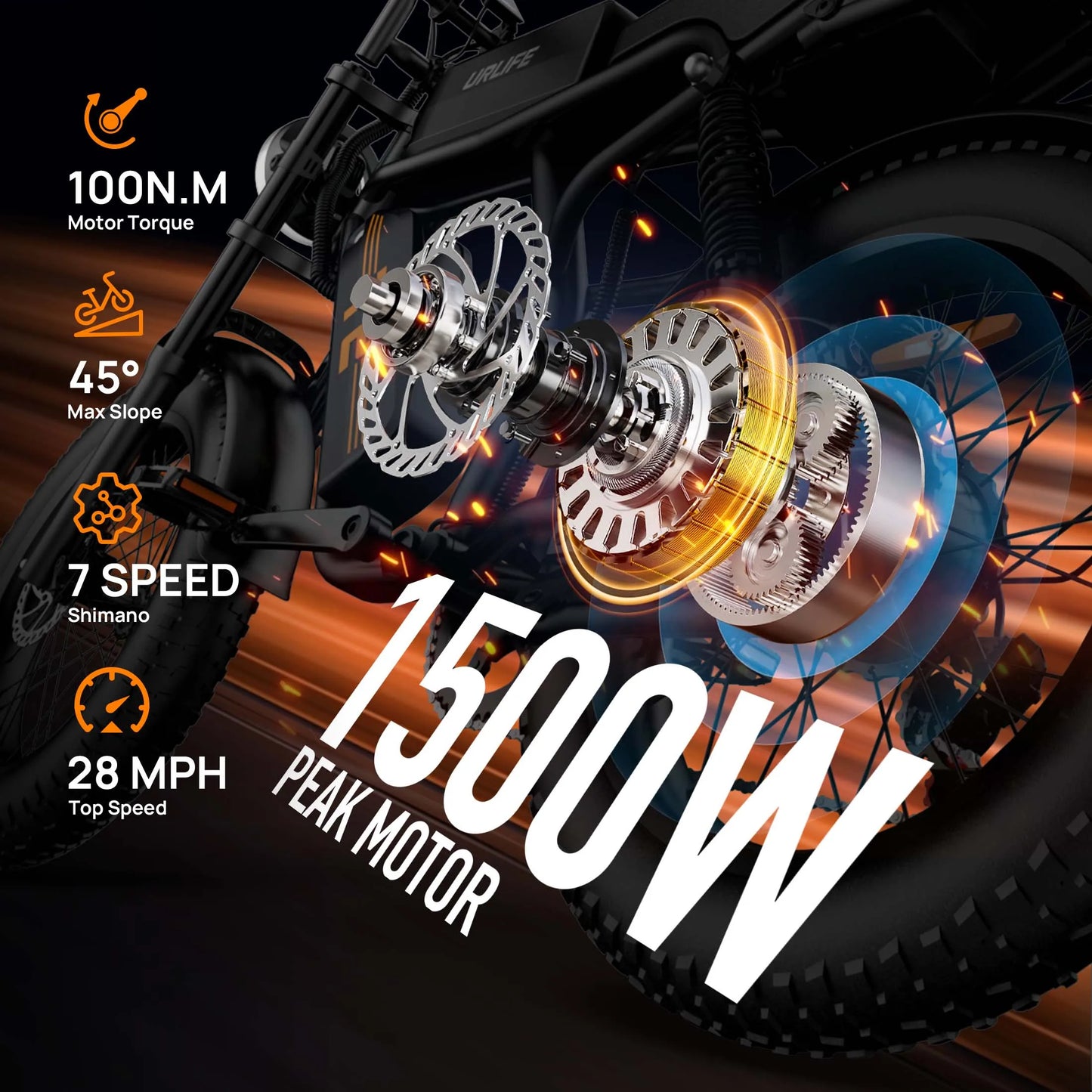 URLIFE 1500W Fat Tire Electric Mountain Bike Removable Battery