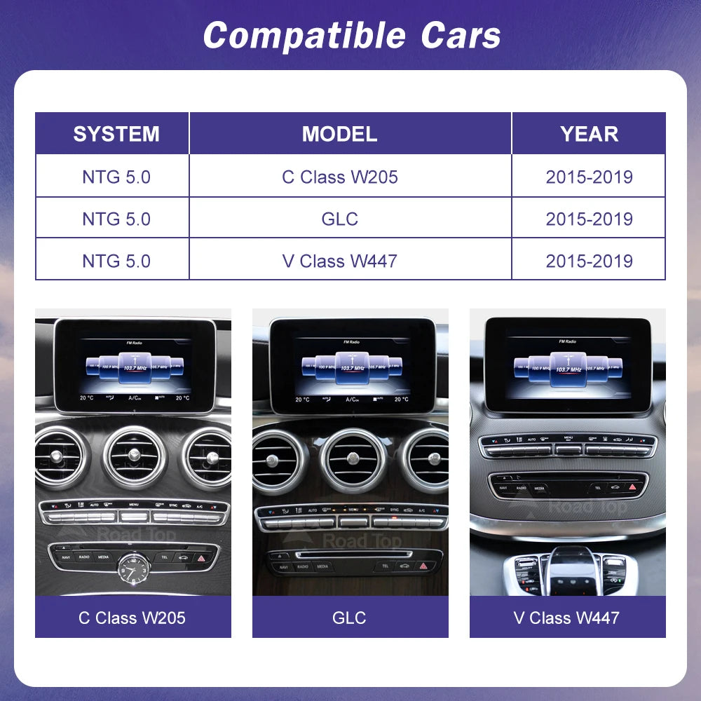 Road Top Wireless CarPlay Linux Screen for Mercedes Benz Vehicles