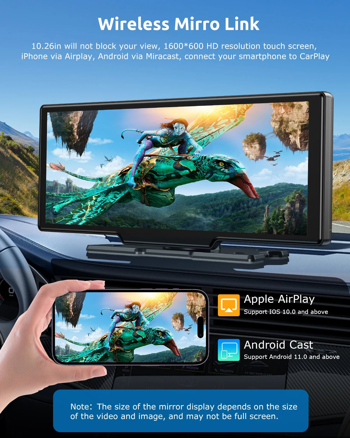 ESSGOO 4K Touchscreen Car Stereo With Wireless CarPlay Android Auto