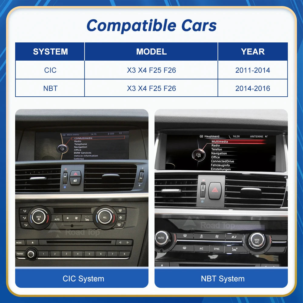 Road Top BMW Touchscreen Linux Display Multimedia Receiver CarPlay For X3 X4