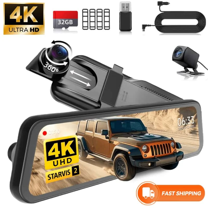 MUÜBAER Mirror Dash Cam Front And Rear 4K Dual Recording