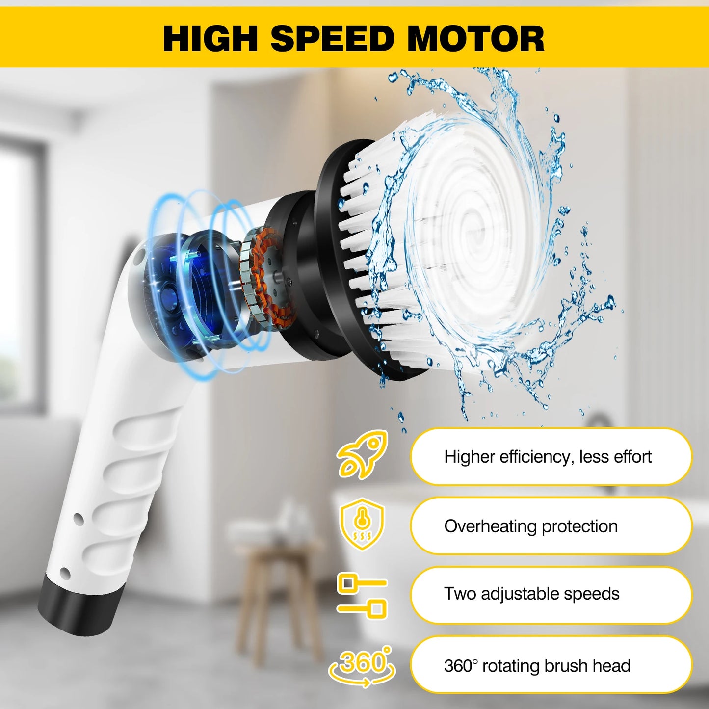 WEIRONG 3 In 1 Electric Cleaning Brush Cordless Spin Scrubber