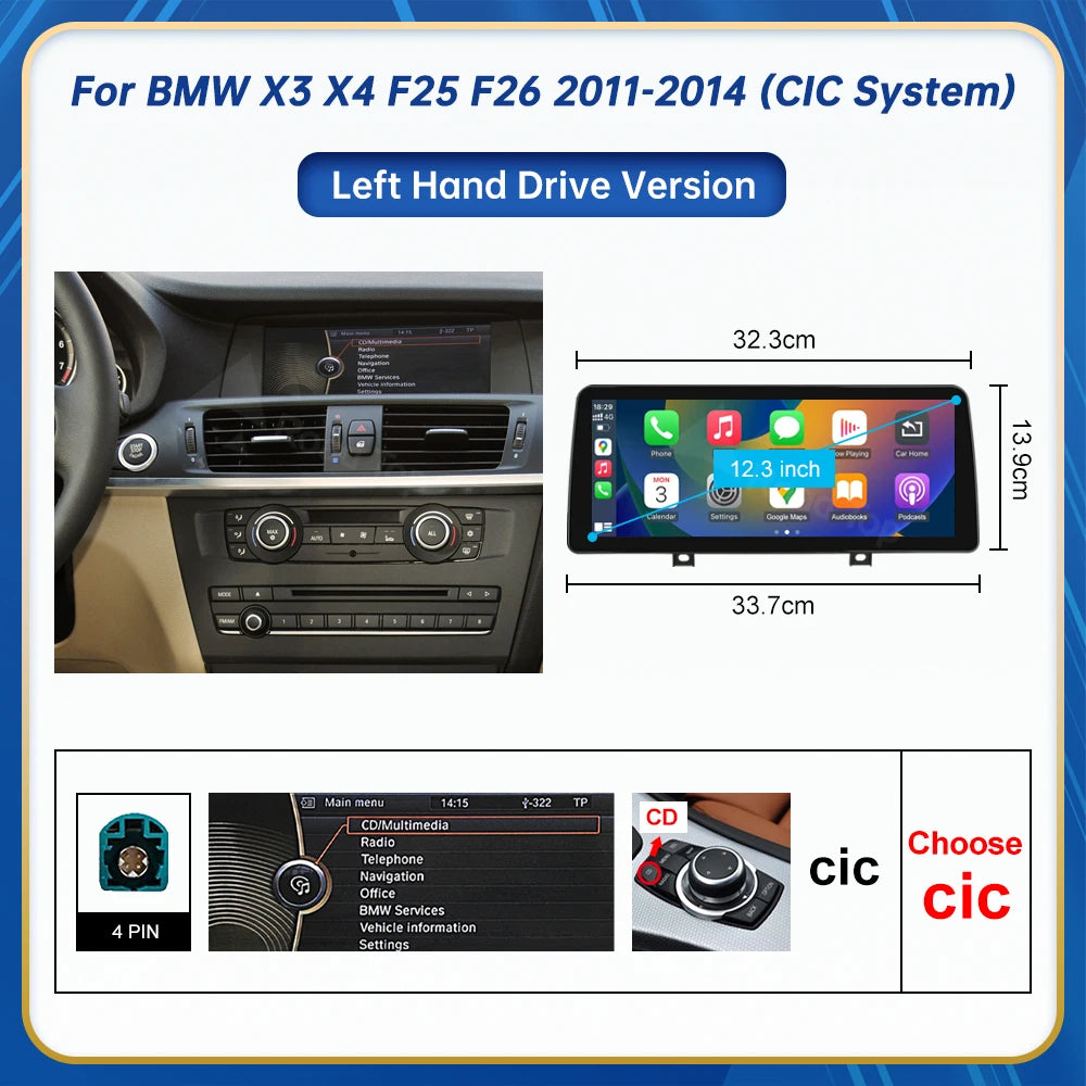 Road Top BMW Touchscreen Linux Display Multimedia Receiver CarPlay For X3 X4