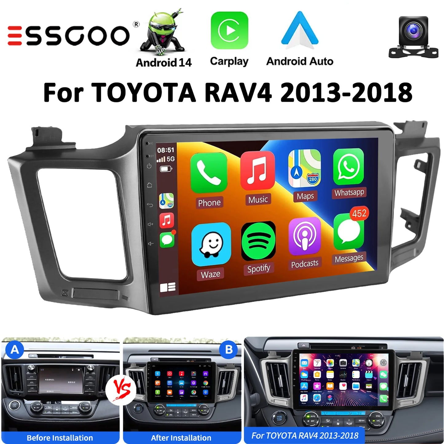 ESSGOO Android Car Stereo For Toyota RAV4