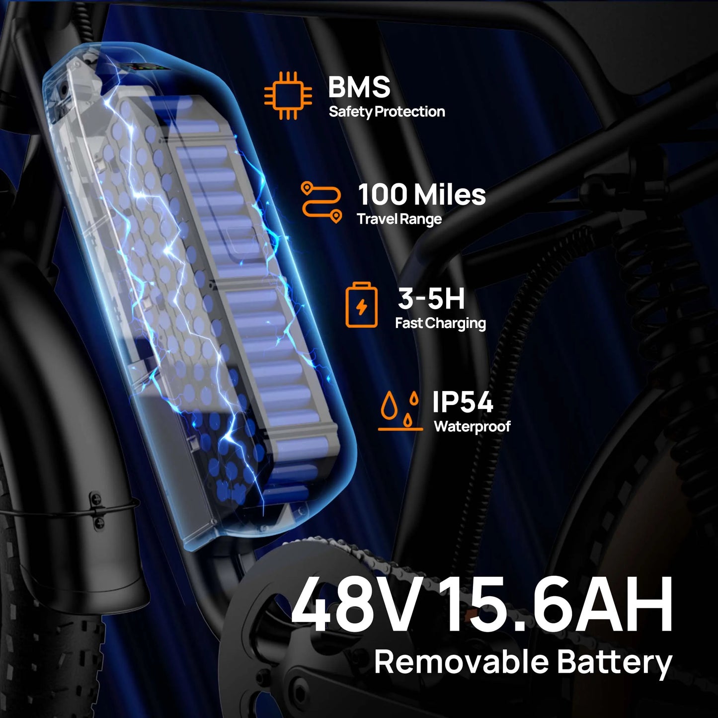 URLIFE 1500W Fat Tire Electric Mountain Bike Removable Battery