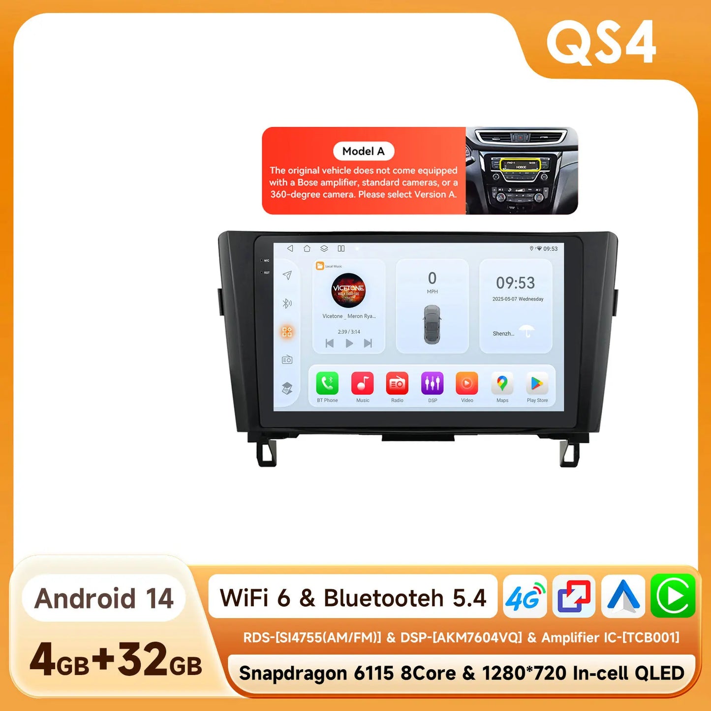 OSSURE Android 14 Car Stereo Nissan Qashqai J11 2DIN