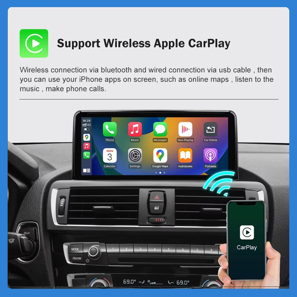 AUTOTOP Wireless CarPlay Android Auto In Dash Multimedia Receiver