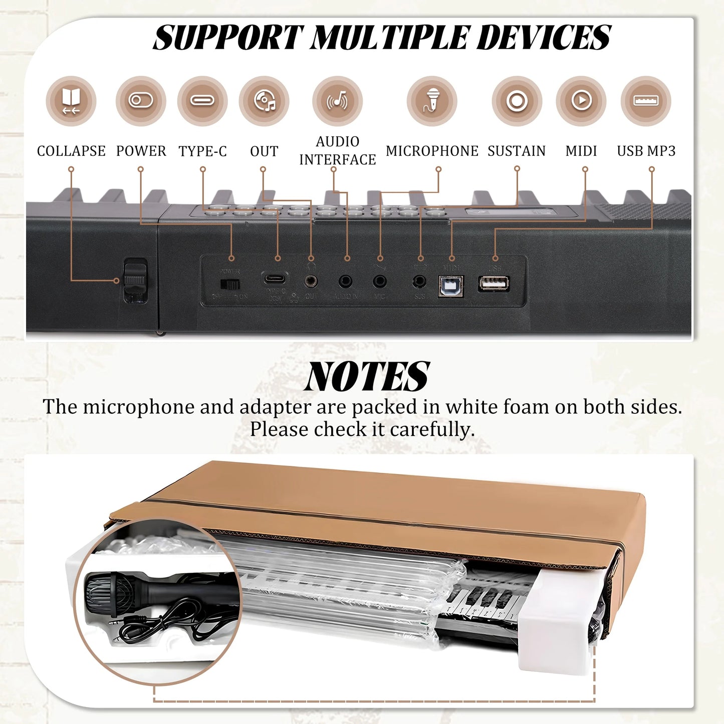 Hign-concerned 61 Keys Portable Folding Keyboard Piano