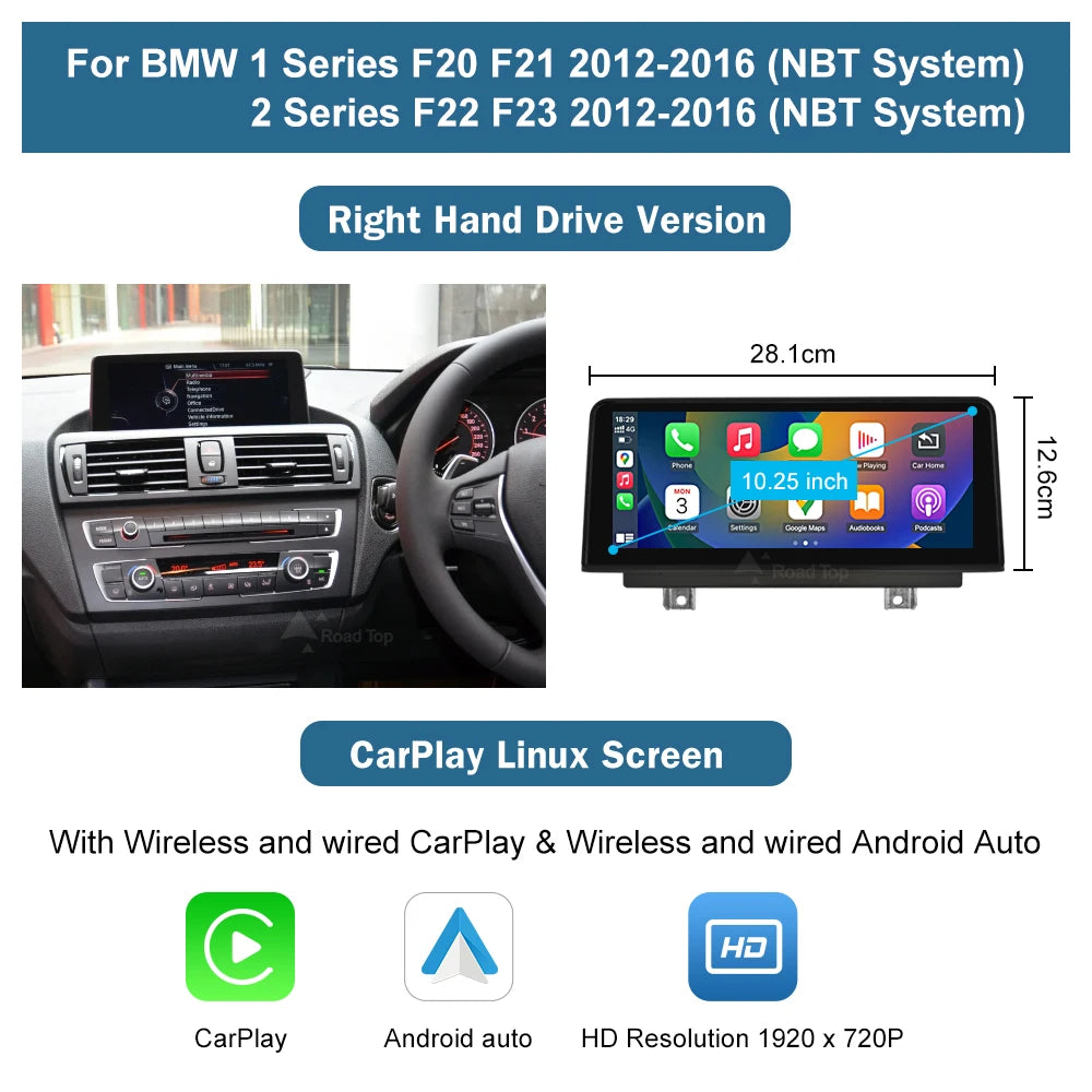 Road Top CarPlay Android Auto Multimedia Display For BMW